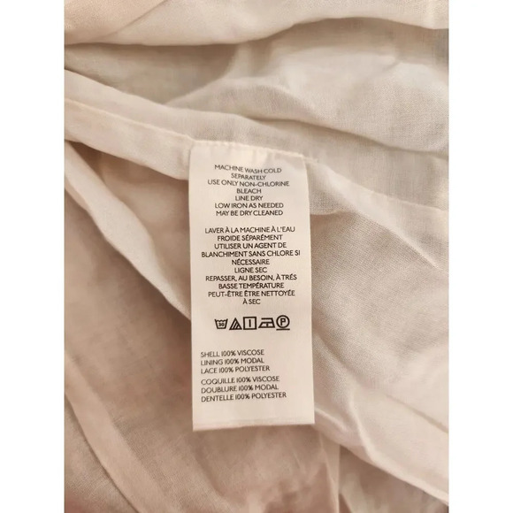 NWT By Anthropologie V-Neck Ruffle Lace Slip Dress Sz 6P Petite Ivory 9D410 - Picture 12 of 14